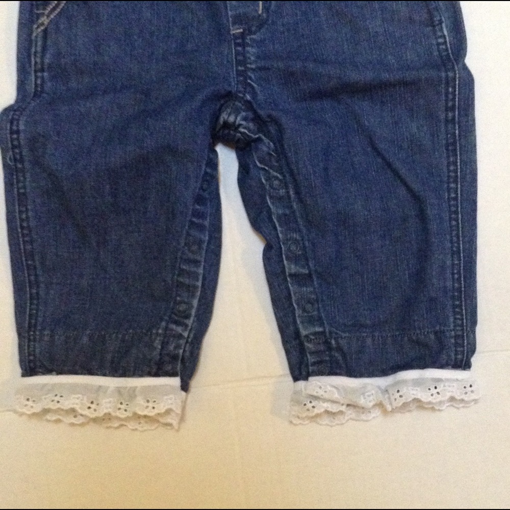 Gymboree Blue Denim One Piece with White Lace Trim - Picture 4 of 6